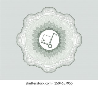 Green money style rosette with cargo icon inside