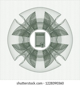 Green money style rosette with contract icon inside