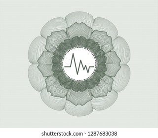 Green money style rosette with electrocardiogram icon inside