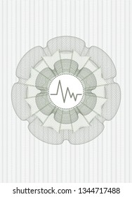 Green money style rosette with electrocardiogram icon inside