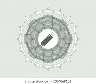 Green money style rosette with flash drive icon inside