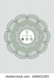 Green money style rosette with flowchart icon inside