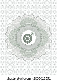 Green money style rosette. with gender dysphoria icon inside