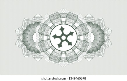 Green money style rosette with ninja star icon inside