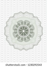 Green money style rosette with orange icon inside