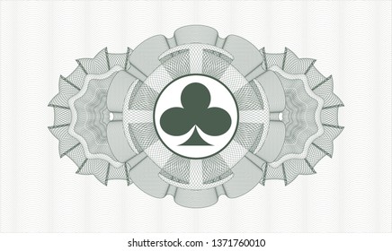 Green money style rosette with poker clover icon inside