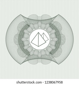 Green money style rosette with pyramids icon inside