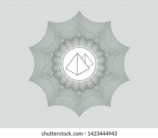 Green money style rosette with pyramids icon inside