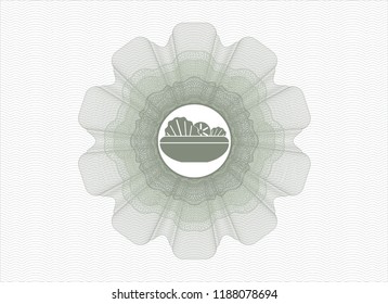 Green money style rosette with salad icon inside