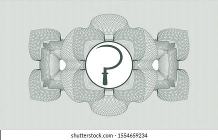 Green money style rosette with sickle icon inside