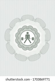 Rosette estilo dinero verde. con el icono sumo de elevación de punto muerto dentro