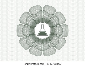 Green money style rosette with test tube icon inside