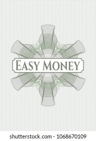   Green money style rosette with text Easy Money inside