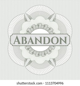  Green money style rosette with text Abandon inside
