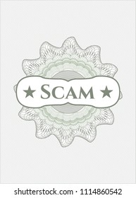  Green money style rosette with text Scam inside
