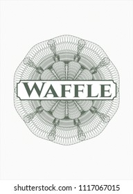 Green money style rosette with text Waffle inside
