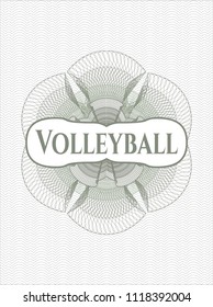 Green money style rosette with text Volleyball inside