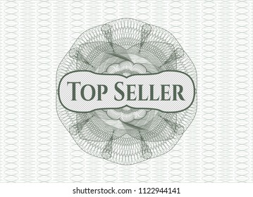 Green money style rosette with text Top Seller inside