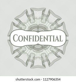 Green money style rosette with text Confidential inside