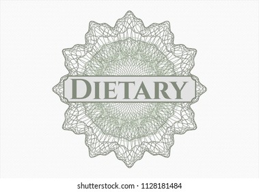 Green money style rosette with text Dietary inside