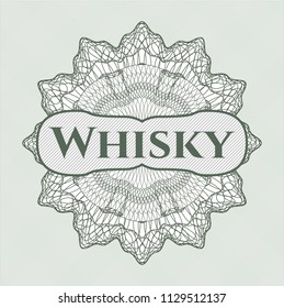 Green money style rosette with text Whisky inside