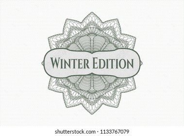 Green money style rosette with text Winter Edition inside