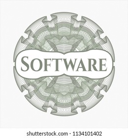 Green money style rosette with text Software inside