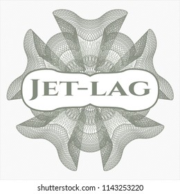 Green money style rosette with text Jet-lag inside