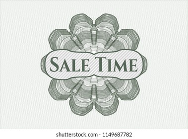 Green money style rosette with text Sale Time inside