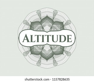 Green money style rosette with text Altitude inside