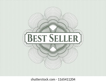 Green money style rosette with text Best Seller inside