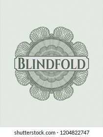 Green money style rosette with text Blindfold inside