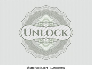 Green money style rosette with text Unlock inside