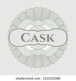 Green money style rosette with text Cask inside