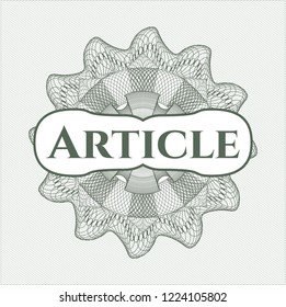 Green money style rosette with text Article inside