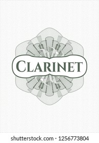 Green money style rosette with text Clarinet inside