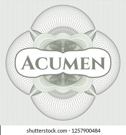Green money style rosette with text Acumen inside
