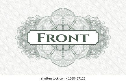 Green money style rosette with text Front inside