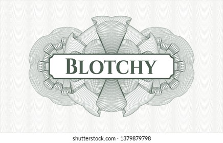 Green money style rosette with text Blotchy inside