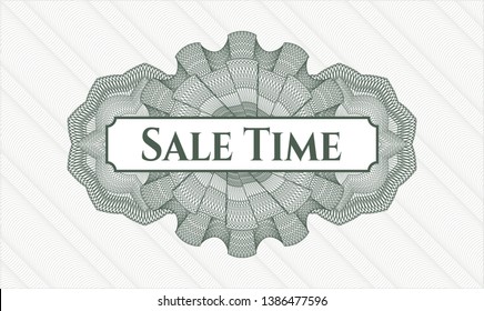 Green money style rosette with text Sale Time inside