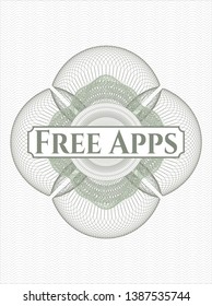 Green money style rosette with text Free Apps inside