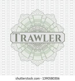 Green money style rosette with text Trawler inside