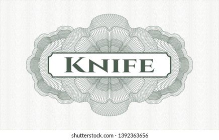 Green money style rosette with text Knife inside