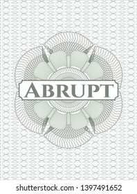 Green money style rosette with text Abrupt inside