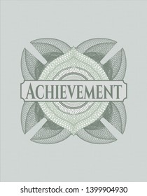Green money style rosette with text Achievement inside