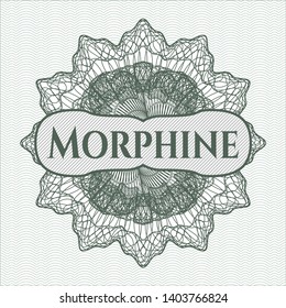 Green money style rosette with text Morphine inside
