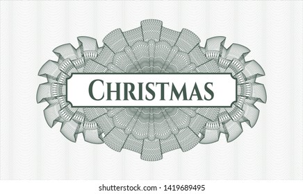 Green money style rosette with text Christmas inside