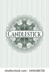 Green money style rosette with text Candlestick inside