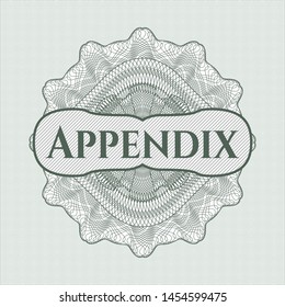 Green money style rosette with text Appendix inside