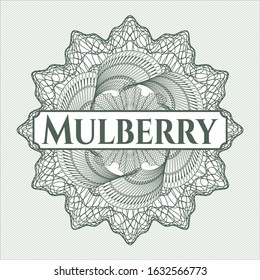 Green money style rosette with text Mulberry inside
